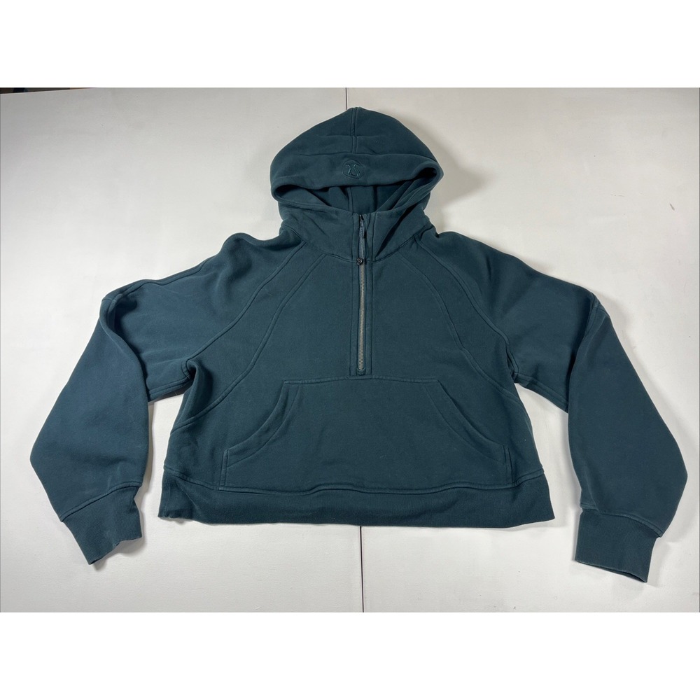 Lululemon Scuba Full Zip Hoodie Womens M/L Oversized Cropped Green Thumbholes